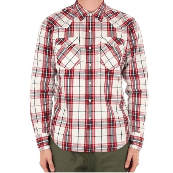 LEVI'S Barstow Western red check snap shirt M cowboy classic fit vintage vibe - Picture 1 of 15